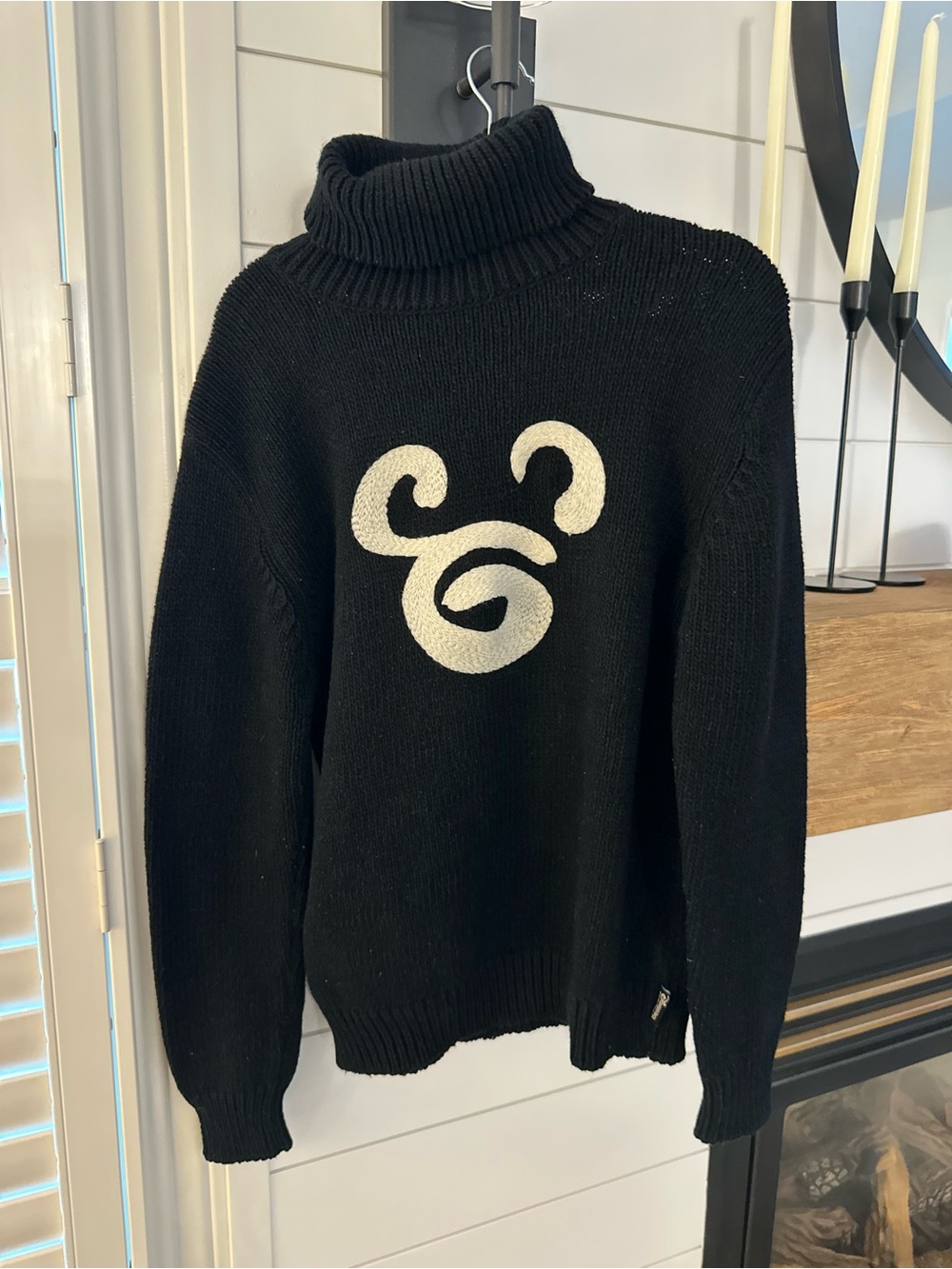 Disneyland Paris Black Turtleneck Sweater with Cream Embroidered Mickey